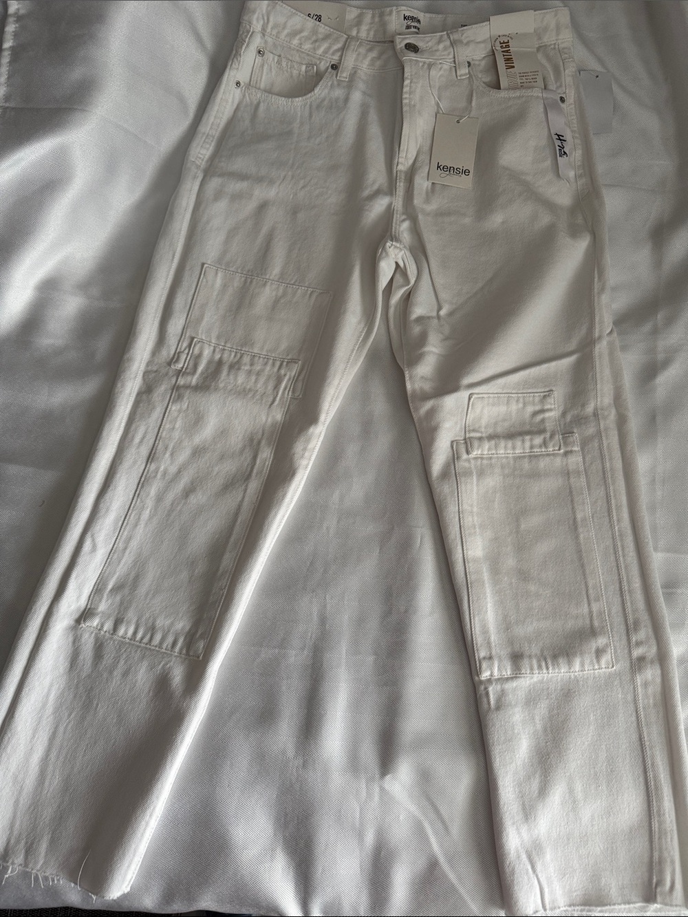 kensie Men's White Cargo Patch Pocket Pants